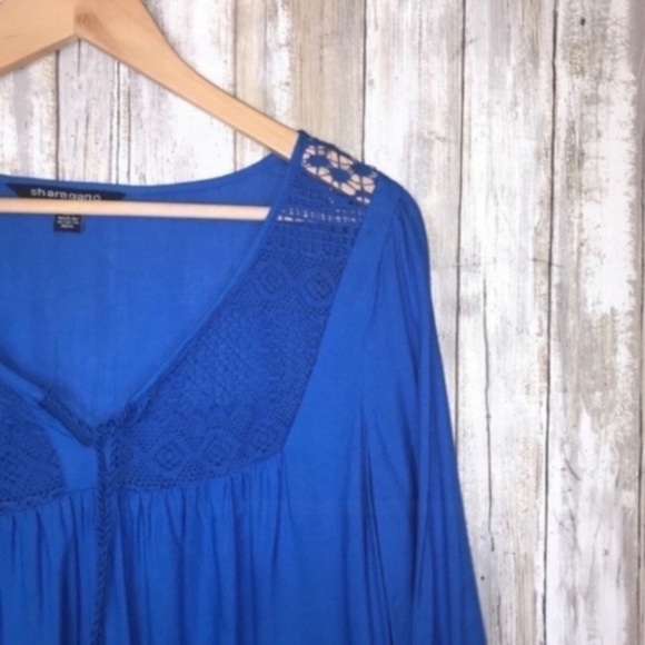 Sharagano Blue Tassel Blouse - Picture 2 of 6